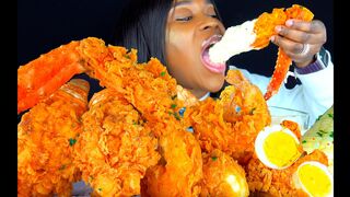 Asmr Eating / FRIED KING CRAB SEAFOOD BOIL MUKBANG