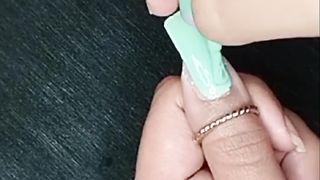 Nail art practicing at home  | leaf pattern