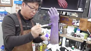 Amazing Process of Making Realistic Prosthetic Arm. Korean Artificial Hand Artisan
