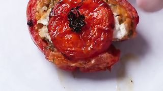 Rice and goats cheese stuffed tomatoes