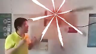 A fan that produces a three-dimensional holographic image