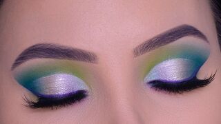Green And Blue Cut Crease Eye Makeup Tutorial  Avatar X Nyx Palette