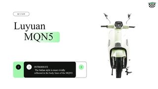 Luyuan electric vehicle MQN5. Retro-Italian style body. 3000w power and liquid cooled super technology gives the body proud heart.
