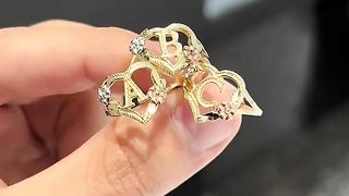 3-Tone Solid Gold Flower Initial Ladies Ring by Ijaz Jewelers