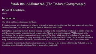Surah Al-Humazah (The Traducer_Gossipmonger)_ Arabic and English translation.