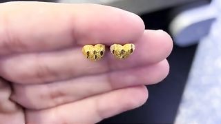 Ladies Solid 21 Karat Gold Heart Earrings