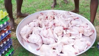 CHICKEN OMELETTE | Huge Eggs With Chicken Meat | Protein Rich Omelette Recipe Cooking Village