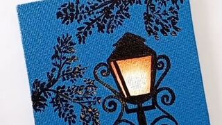 Street lamp acrylic painting