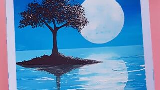 Easy Moonlight Acrylic Painting