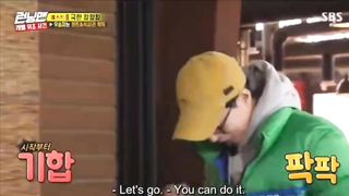 a game of who will get knocked first: RUNNING MAN