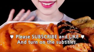 ASMR CREAMY ROSE TTEOKBOKKI, CHEESE BALL, GIMBAP 신전 로제떡볶이, 치즈볼, 김말이, 신전김밥 EATING SOUNDS MUKBANG먹방