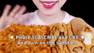 ASMR CHEESY CARBO FIRE NOODLES, CORN DOGS, FRIES 꾸덕한 까르보불닭볶음면, 뿌링클 핫도그, 감자튀김 EATING SOUNDS MUKBANG먹방