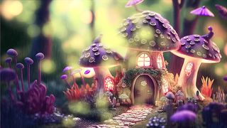 Mushrooms rain fairy forest