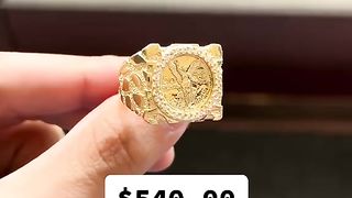 Real 10K Gold Centenario Nugget Rings at Ijaz Jewelers