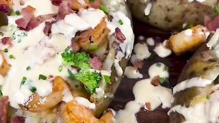 Loaded Shrimp and Broccoli baked potatoes