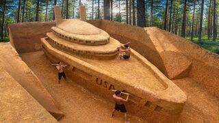 Dig To Build Three Story Boat Villa House & Water Slide Pool