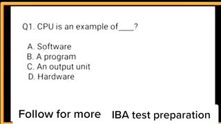 IBA Test Most Important Mcqs || Computer Quiz