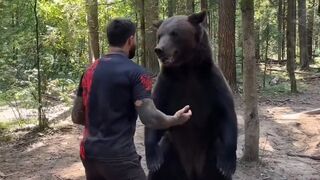 People and bear