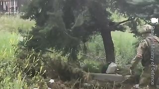 Russia | Russian Soldier Downs UAF Drone Near Artyomovsk with Small Arms Fire | RCF