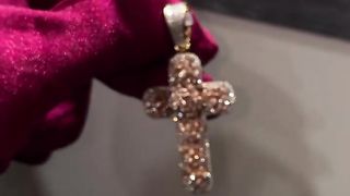Real Gold & Diamond Flower Cross Pendant