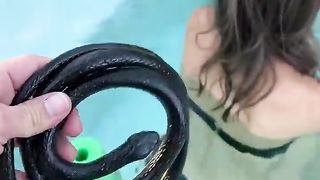 Snake scared her out of the pool_ --(720P_HD).