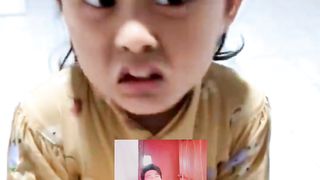 Funny little girl's facial expression
