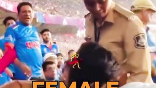 Indian lady police beating pakistani sporters