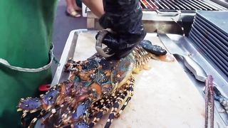 Best Seafood BBQ！Grilled River Prawns, Garlic Lobster in Night Market