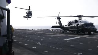 President Donald Trump visits Sailors and Marines aboard USS Kearsarge