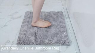 Grandaily Chenille Striped Bathroom Rug Mat, Extra Thick