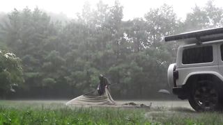 A lone campground drenched after a downpour Very heavy rainfall Sound sleep ASEMR