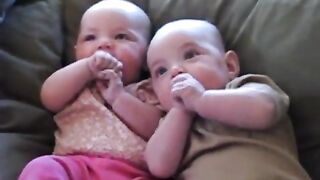 Twin Babies Laughing at Fake Sneezes