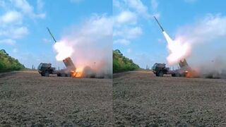 Ukrainian shelling on Russian positions near Bakhmut