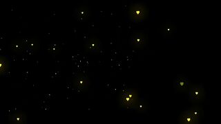 Small hearts yellow colour black screen for editing