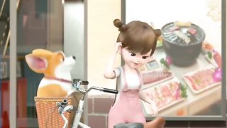 A dog on cycle