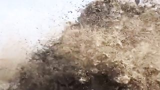 How Huge Waves Splash Over The Wall And Fence On The Shore ????????
