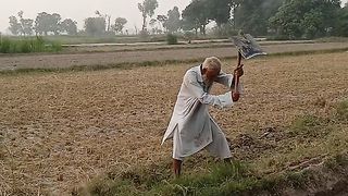 A labour man is working in field.
