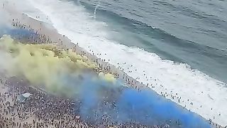 Boca fans in Copacabana Fluminense vs Boca Juniors Copa Libertadores Final #football #ultrasworld