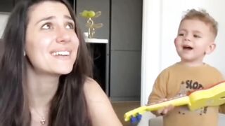 A little Turkish child with his mother, a beautiful song