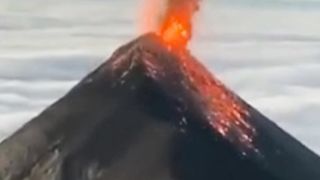 video of a volcano erupting