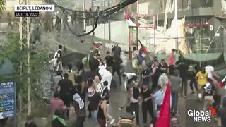 _America is the devil__ Protesters near US embassy in Beirut hit with water cannon, tear gas