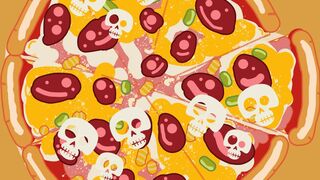A pizza animation horror, Una animación de pizza de terror.