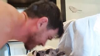 Birds Waiting for Their Turn to Get Kissed by Dad as He Calls Them by Their Names