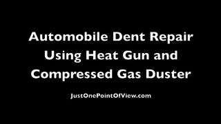Free of Pain Dent Repair utilising a heat gun and a duster made of compressed gas.