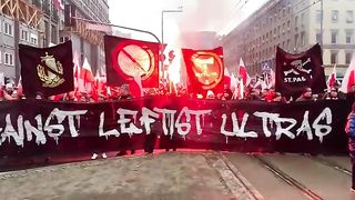 11/11/2023 Poland, Independence Day Big banner unfurl by Polish football fans at the Independence March #ultras