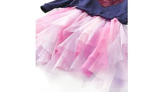 VIKITA Kids Heart Dresses Children Autumn Long Sleeve Vestidos Kids Casual Dress