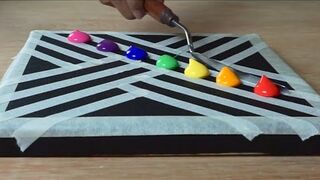 Rainbow Abstract Painting with Masking Tape
