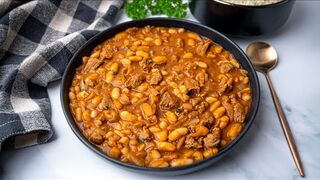 Lebanese Fasolia White Bean and Lamb Stew