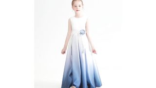 Dideyttawl Gradient Color Long Satin Formal Dress For Girls Blue Sleeveless Elegant