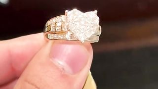Ladies Natural Diamond & Real Gold Cinderella Heart Ring